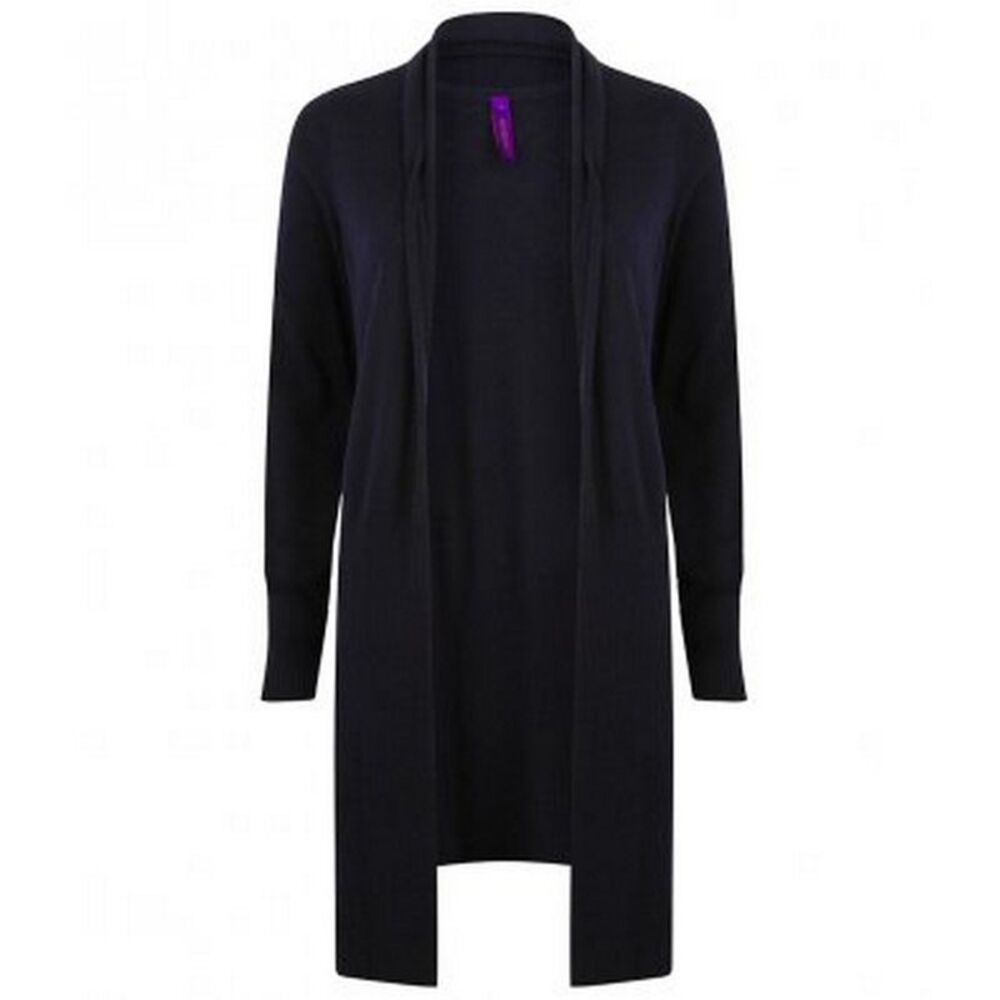 Henbury Womens/Ladies Long Line Open Cardigan / Gray Marl